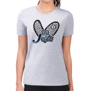 Women's G-III 4Her by Carl Banks Heather Gray Winnipeg Jets Animal Print Heart Fitted T-Shirt