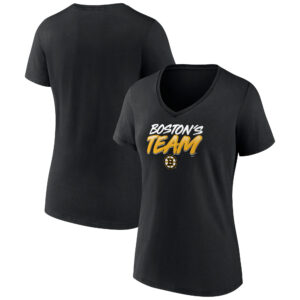 Women's Black Boston Bruins Active Edge V-Neck T-Shirt