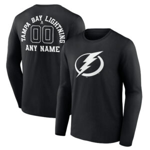 Men's Black Tampa Bay Lightning Personalized Name & Number Monochrome Long Sleeve T-Shirt