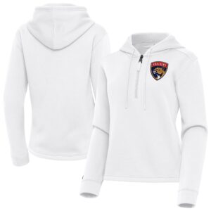 Women's Antigua  White Florida Panthers Contemporary Quarter-Zip Hoodie