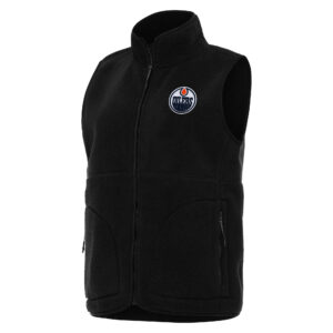 Women's Antigua  Black Edmonton Oilers Nostalgic Full-Zip Vest