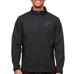 Men's Antigua Heather Black St. Louis Blues Course Quarter-Zip Pullover Top