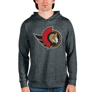 Men's Antigua Heathered Charcoal Ottawa Senators Absolute Pullover Hoodie