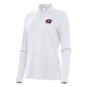 Women's Antigua White Columbus Blue Jackets Reprocess Quarter-Zip Top