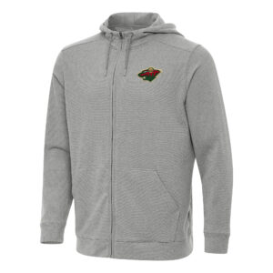 Men's Antigua Heather Gray Minnesota Wild Effortless Full-Zip Hoodie Jacket