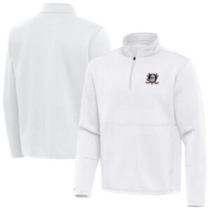 Men's Antigua White Anaheim Ducks Twist Quarter-Zip Pullover Jacket