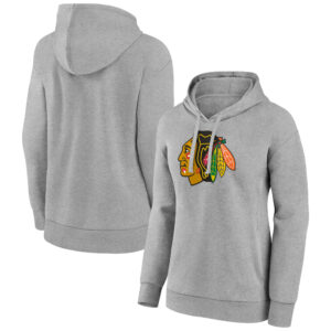 Women's Gray Chicago Blackhawks Primary Logo Pullover Hoodie