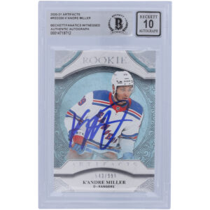 K'Andre Miller New York Rangers Autographed 2020-21 Upper Deck Artifacts #RED200 #543/999 Beckett Fanatics Witnessed Authenticated 10 Rookie Card