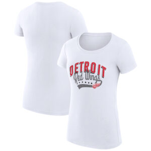 Women's G-III 4Her by Carl Banks White Detroit Red Wings Filigree Logo Fitted T-Shirt