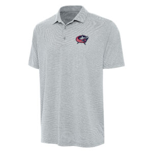 Men's Antigua  Heather Gray Columbus Blue Jackets Scheme Polo