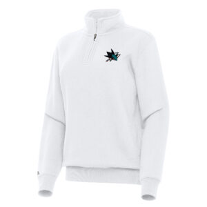 Women's Antigua White San Jose Sharks Victory Quarter-Zip Sweatshirt