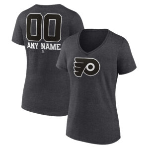 Women's Charcoal Philadelphia Flyers Monochrome Personalized Name & Number V-Neck T-Shirt