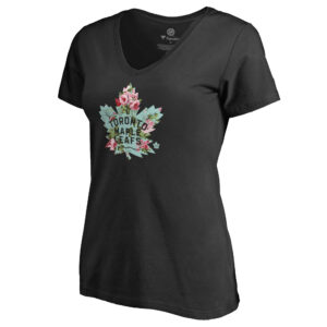 Women's Black Toronto Maple Leafs Lovely V-Neck T-Shirt