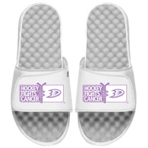 Youth ISlide  White Anaheim Ducks Hockey Fights Cancer Slide Sandals