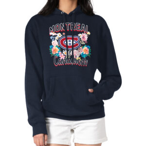 Women's G-III 4Her by Carl Banks Navy Montreal Canadiens Flower Logo Pullover Hoodie