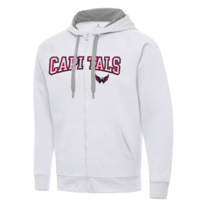 Men's Antigua White Washington Capitals Big & Tall Victory Full-Zip Hoodie