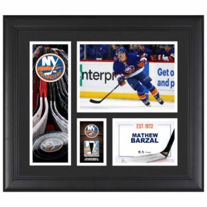 Mathew Barzal New York Islanders Framed 15" x 17" Player Collage with a Piece of Game-Used Puck