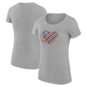 Women's G-III 4Her by Carl Banks Heather Gray Edmonton Oilers Heart Fitted T-Shirt