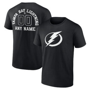 Men's Black Tampa Bay Lightning Personalized Name & Number Monochrome T-Shirt