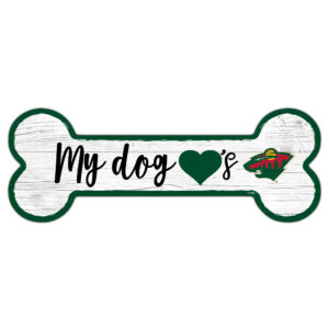 Minnesota Wild 6" x 12" Team Dog Bone Sign