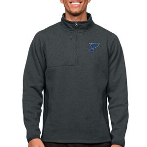 Men's Antigua Heather Charcoal St. Louis Blues Course Quarter-Zip Pullover Top