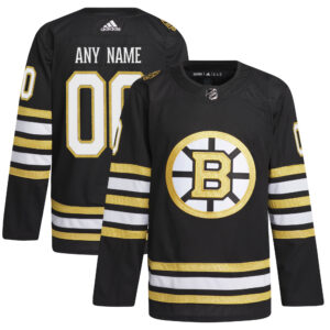 Men's adidas  Black Boston Bruins  100th Anniversary Primegreen Authentic Custom Jersey