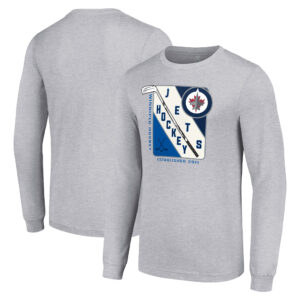 Men's Starter Heather Gray Winnipeg Jets Shield Long Sleeve Graphic T-Shirt