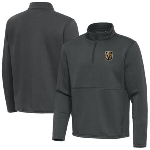 Men's Antigua Pewter Vegas Golden Knights Twist Quarter-Zip Pullover Jacket