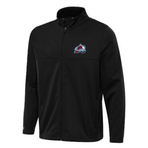 Men's Antigua Black Colorado Avalanche Links 2 Full-Zip Golf Jacket