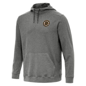 Men's Antigua Heather Black Boston Bruins Cloud Pullover Hoodie