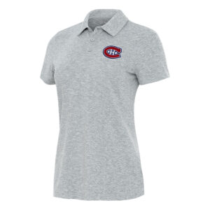 Women's Antigua Heather Gray Montreal Canadiens Matter Polo