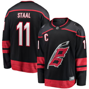 Men's Fanatics Jordan Staal Black Carolina Hurricanes Home Captain Patch Breakaway Player Jersey