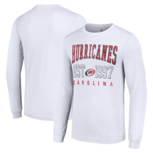 Men's Starter White Carolina Hurricanes  Logo Graphic Long Sleeve T-Shirt