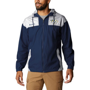 Men's Columbia Navy Nashville Predators Omni-Shade Flash Challenger Full-Zip Windbreaker Jacket