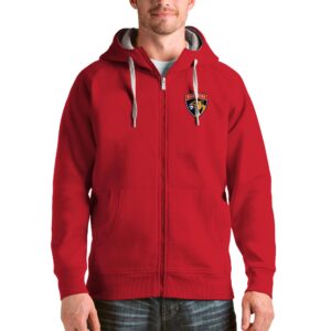 Men's Antigua Red Florida Panthers Logo Victory Full-Zip Hoodie