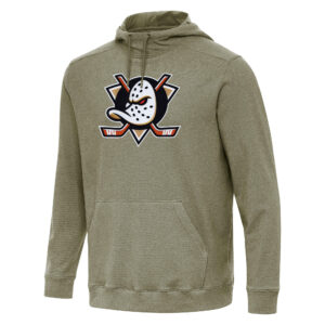 Men's Antigua Olive Anaheim Ducks Cloud Pullover Hoodie