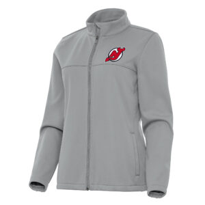 Women's Antigua Gray New Jersey Devils Links 2 Full-Zip Golf Jacket