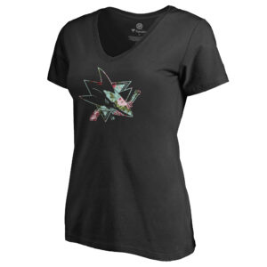 Women's Black San Jose Sharks Lovely V-Neck T-Shirt