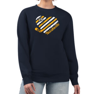 Women's G-III 4Her by Carl Banks  Navy Nashville Predators Heart Graphic Pullover Sweatshirt