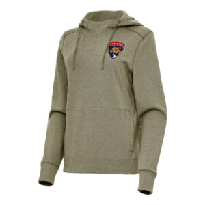 Women's Antigua Olive Florida Panthers Justice Pullover Hoodie