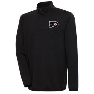 Men's Antigua  Black Philadelphia Flyers Streamer Quarter-Snap Pullover Jacket