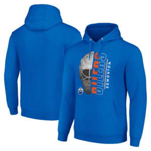 Men's Starter Royal Edmonton Oilers Half Helmet Fleece Pullover Hoodie