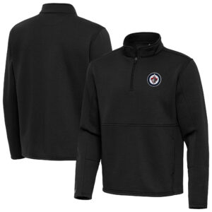 Men's Antigua Black Winnipeg Jets Twist Quarter-Zip Pullover Jacket