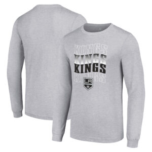 Men's Starter Heather Gray Los Angeles Kings Four Team Name Logo Long Sleeve Graphic T-Shirt