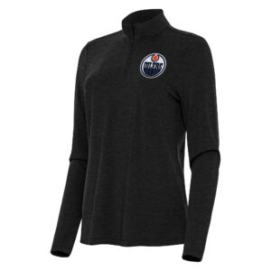 Women's Antigua  Heather Black Edmonton Oilers Bright Quarter-Zip Top