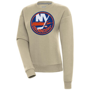 Women's Antigua Khaki New York Islanders Victory Pullover Sweatshirt