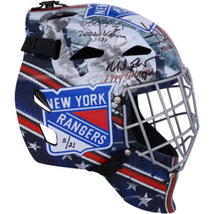 Henrik Lundqvist, Igor Shesterkin & Mike Richter New York Rangers Autographed Replica Goalie Mask with Multiple Inscriptions - Limited Edition of 21