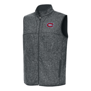 Men's Antigua Heather Gray Montreal Canadiens Fortune Full-Zip Vest