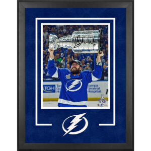 Nikita Kucherov Tampa Bay Lightning Autographed Deluxe Framed 2021 Stanley Cup Champions 16" x 20" Raising Cup Photograph