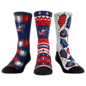 Unisex Rock Em Socks Columbus Blue Jackets Holiday Three-Pack Crew Socks Set